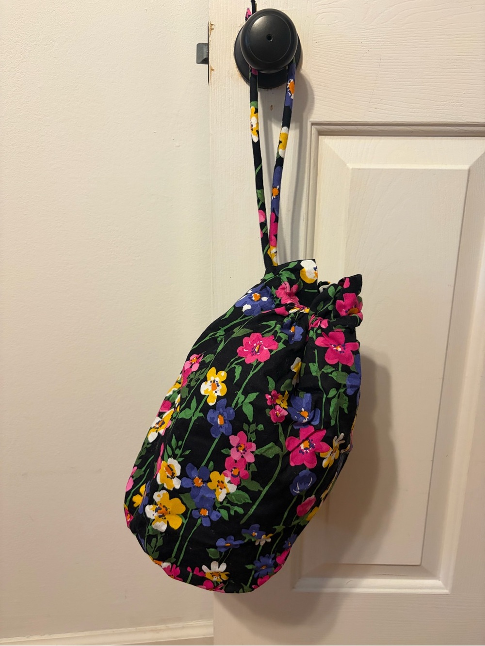 Vera Bradley Black Floral Drawstring Laundry Bag